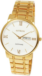 ASTRON 8004-7 analóg, férfi karóra, arany színű nemesacél tok, arany színű nemesacél csat, római számos fehér számlap, zafírüveg, quartz szerkezet, cseppmentes vízállóság (8004-7) - oranagykereskedes