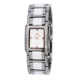 ASTRON 5578-7 női karóra, ezüst színű nemesacél tok, bicolor színű nemesacél csat, kerámia díszítéssel, fehér számlap, keményített ásványüveg, quartz szerkezet, cseppmentes vízállóság (5578-7) - oranagykeres