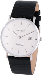 ASTRON 5526-7 férfi karóra, ezüst színű nemesacél tok, fekete színű bőrszíj, fehér / ezüst számlap, zafír üveges, quartz szerkezet, cseppmentes vízállóság (5526-7) - oranagykereskedes