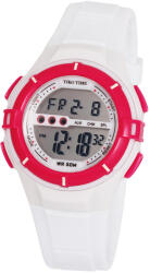 TIKO TIME női műanyag karóra, quartz, fehér és ciklámen színű tok és csat, LCD számlap (7455-9)