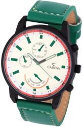Cardy férfi karóra, fekete színű fémtok, zöld színű szíj, fehér színű számlap, quartz szerkezet, cseppmentes vízállóság (2658-4)