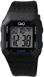 Q&Q férfi műanyag karóra, quartz/LCD, fekete színű műanyag tok, fekete színű műanyag szíj, M158J003Y (4144-6)