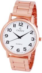 Cardy férfi karóra, rózsaarany színű fémtok, rózsaarany színű fémcsat, fehér számlap, quartz szerkezet, cseppmentes vízállóság (2670-3)