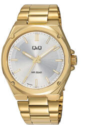Q&Q férfi karóra, arany színű tok, arany színű fémcsat, ezüst számlap Q05C-004PY (4219-6)