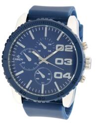 Cardy férfi karóra, ezüst színű fémtok, kék színű műanyag szíj, kék színű számlap, quartz szerkezet, cseppmentes vízállóság (2655-8)