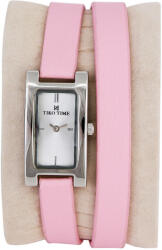 TIKO TIME női karóra, quartz, ezüst színű fémtok, ezüst színű számlap, rózsaszínű bőrszíj (hosszú) (7540-6)