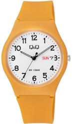 Q&Q női karóra, sárga színű műanyag tok, fehér színű számlap, sárga színű műanyag szíj V39A-005VY (4217-1)