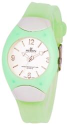 Merion női karóra, zöld színű műanyag tok, világoszöld színű szíj, fehér színű számlap, quartz szerkezet, cseppmentesség (3207-3)