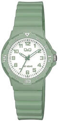 Q&Q gyerek karóra, zöld műanyag tok, zöld műanyag szíj, fehér számlap, V07A-005VY (4212-1)