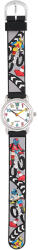 TIKO TIME karóra gyerekeknek, ezüst színű fémtok, quartz szerkezet, fehér arab színű számlap, 3D figurás fekete műanyag szíj, cseppmentes vízállóság (cross motoros) (7473-7)