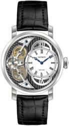 ASTRON 5522-6 férfi karóra, ezüst színű nemesacél tok, fekete bőrszíj, fekete számlap, keményített ásványüveg, (mechanikus+quartz) szerkezet, 100 m (10 ATM) vízállóság (5522-6) - oranagykereskedes