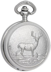 TIKO TIME Tiko-Time zsebóra, quartz, szarvas mintás ezüst színű fémtok, fehér / arab számos számlap (7454-1)