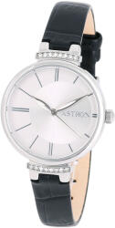 ASTRON 8056-8 női karóra, ezüst színű acél tok, fekete színű bőrszíj, ezüst színű számlap, keményített ásványüveg, quartz szerkezet, cseppmentes (3 ATM) vízállóság (8056-8) - oranagykereskedes