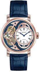 ASTRON 5522-4 férfi karóra, rózsaarany színű nemesacél tok, kék bőrszíj, kék számlap, keményített ásványüveg, (mechanikus+quartz) szerkezet, 100 m (10 ATM) vízállóság (5522-4) - oranagykereskedes