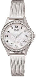 Q&Q női karóra, ezüst színű fémtok, gyöngyház színű számlap, ezüst színű fémcsat C80A-001PY (4214-4)