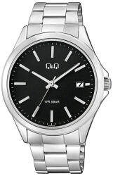 Q&Q férfi karóra, quartz, ezüst színű tok, ezüst színű fémcsat, fekete számlap A484J202Y (4220-3)