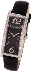 ASTRON 5637-1 női karóra, ezüst színű nemesacél tok, fekete bőrszíj, fekete számlap, keményített ásványüveg, quartz szerkezet, cseppmentes vízállóság (5637-1) - oranagykereskedes