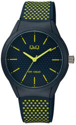 Q&Q unisex karóra, quartz, s. kék színű műanyag tok, s. kék színű számlap, s. kék színű műanyag szíj citromsárga színű pöttyökkel, VR28J035Y (4217-2)