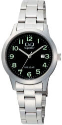 Q&Q női karóra, quartz, ezüst színű nemesacél tok, ezüst színű nemesacél csat, fekete számlap, (Superior), C53A-003VY (4205-0)