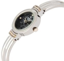 Cardy női ékszeróra, ezüst színű tok kő díszítéssel, ezüst színű fémcsat, fekete számlap, quartz szerkezet, cseppmentes vízállóság (2700-3)