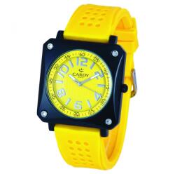 Cardy férfi karóra, fekete színű fémtok, sárga színű szilikon szíj, sárga számlap, quartz szerkezet, cseppmentes vízállóság (2700-7)