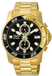 Q&Q férfi karóra, quartz, arany színű tok, arany színű fémcsat, fekete számlap A42A-003PY (4217-9)