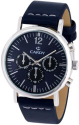 Cardy férfi szíjas karóra, quartz, ezüst színű tok, kék színű szíj, kék színű számlap (2674-3)