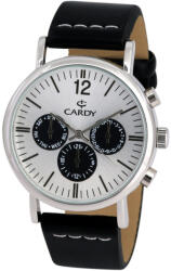 Cardy férfi szíjas karóra, quartz, ezüst színű tok, fekete színű szíj, ezüst és fekete színű számlap (2674-2)