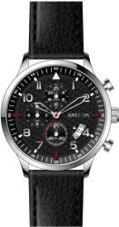 ASTRON 8059-1 férfi karóra, ezüst színű nemesacél tok, fekete színű bőrszíj, fekete számlap, keményített ásványüveg, quartz szerkezet, 5 ATM vízállóság (8059-1) - oranagykereskedes