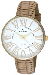 Cardy női karóra, arany színű fémtok, bézs színű szíj, fehér számlap, quartz szerkezet, cseppmentes vízállóság (2651-6)