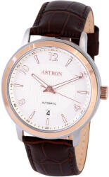 ASTRON 8052-0 férfi karóra, bicolor színű anemesacél tok, barna színű bőrszíj, fehér számlap, keményített ásványüveg, mechanikus automata szerkezet, WR50M vízállóság (8052-0) - oranagykereskedes