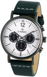 Cardy férfi szíjas karóra, quartz, fekete színű tok, zöld színű szíj, ezüst és fekete színű számlap (2674-1)