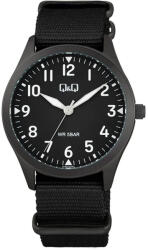 Q&Q férfi karóra, fekete színű fémtok, fekete színű számlap, fekete színű NATO szíj Q76B-007PY (4216-3)