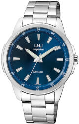 Q&Q férfi karóra, quartz, ezüst színű acél tok, ezüst színű acél karcsat, sötétkék színű számlap, (Superior) C21A-003VY (4071-7)