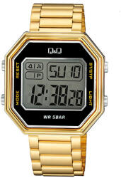 Q&Q férfi karóra, quartz, LCD kijelző, arany színű műanyag tok, arany színű acél karcsat, M206J007Y (4084-3)
