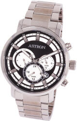 ASTRON 8011-1 sportos férfi karóra, multifunkciós, ezüst színű nemesacél tok, ezüst színű nemesacél csat, fekete számlap, keményített ásványüveg, quartz szerkezet, 50 m (5 ATM) vízállóság (8011-1) - oranagyk