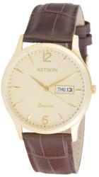 ASTRON 5511-9 férfi karóra, ezüst színű nemesacél tok, fekete bőrszíj, pezsgőszínű számlap, zafír, quartz szerkezet, cseppmentes vízállóság (5511-9) - oranagykereskedes