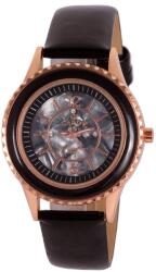 Cardy női karóra, rózsaarany színű fémtok, fekete szíj, gyöngyház színű számlap, quartz szerkezet, cseppmentes vízállóság (2614-9)