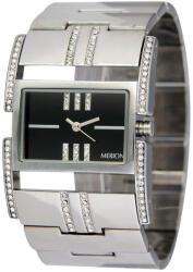 Merion női ékszeróra, ezüst színű fém tok, ezüst színű fém csat, fekete színű számlap, ásványüveg, quartz szerkezet, cseppmentesség (3171-1)
