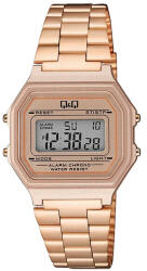 Q&Q digitális karóra, rózsaarany színű tok, rózsaarany színű fémcsat, LCD kijelzés, G17A-004JY (4219-5)