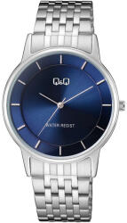Q&Q férfi karóra, quartz, ezüst színű fémtok, kék színű számlap, ezüst színű acél karcsat, C62A-001PY (4087-8)
