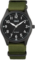 Q&Q férfii karóra, fekete színű fémtok, fekete színű számlap, zöld színű NATO szíj Q76B-005PY (4216-2)