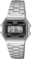 Q&Q férfi digitális karóra, quartz, ezüst színű fémtok, LCD kijelzés, ezüst színű acél karcsat, G17A-001JY (4093-5)