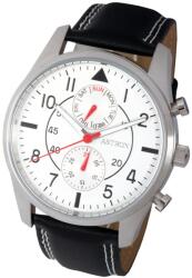 ASTRON 5534-7 férfi karóra, multifunkciós, ezüst színű nemesacél tok, fekete bőrszíj, fehér számlap, keményített ásványüveg, quartz szerkezet, 50 m (5 ATM) vízállóság (5534-7) - oranagykereskedes