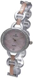 Cardy női karóra, ezüst színű fémtok kő díszítéssel, ezüst színű fémcsat, rózsaszínű számlap, quartz szerkezet, cseppmentes vízállóság (2639-1)