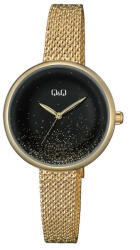 Q&Q női fémcsatos karóra, quartz, arany színű tok és csat, fekete számlap, QZ41J018Y (4021-5)