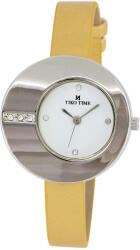TIKO TIME női karóra, quartz, ezüst színű fémtok, arany színű bőrszíj, fehér színű számlap (7541-6)