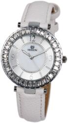 Merion női karóra, ezüst színű fém tok, fehér színű bőrszíj, ezüst színű számlap, ásványüveg, quartz szerkezet, cseppmentesség (3173-1)