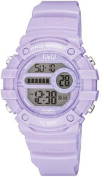 Q&Q női digitális karóra, lila műanyag tok, lila műanyag szíj, LCD kijelzés, G15A-004VY (4205-6)