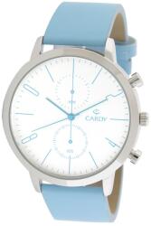 Cardy férfi karóra, ezüst színű fémtok, világoskék színű szíj, ezüst színű számlap, quartz szerkezet, cseppmentes vízállóság (2652-7)